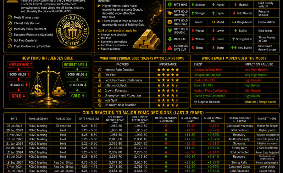 how fomc interest rate day decision impacts xauusd price