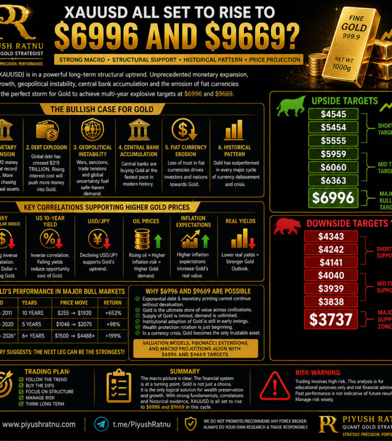 XAUUSD Spot Gold: $6363/6996/9669 in next 690 days: Analysis and Projection by Piyush Ratnu