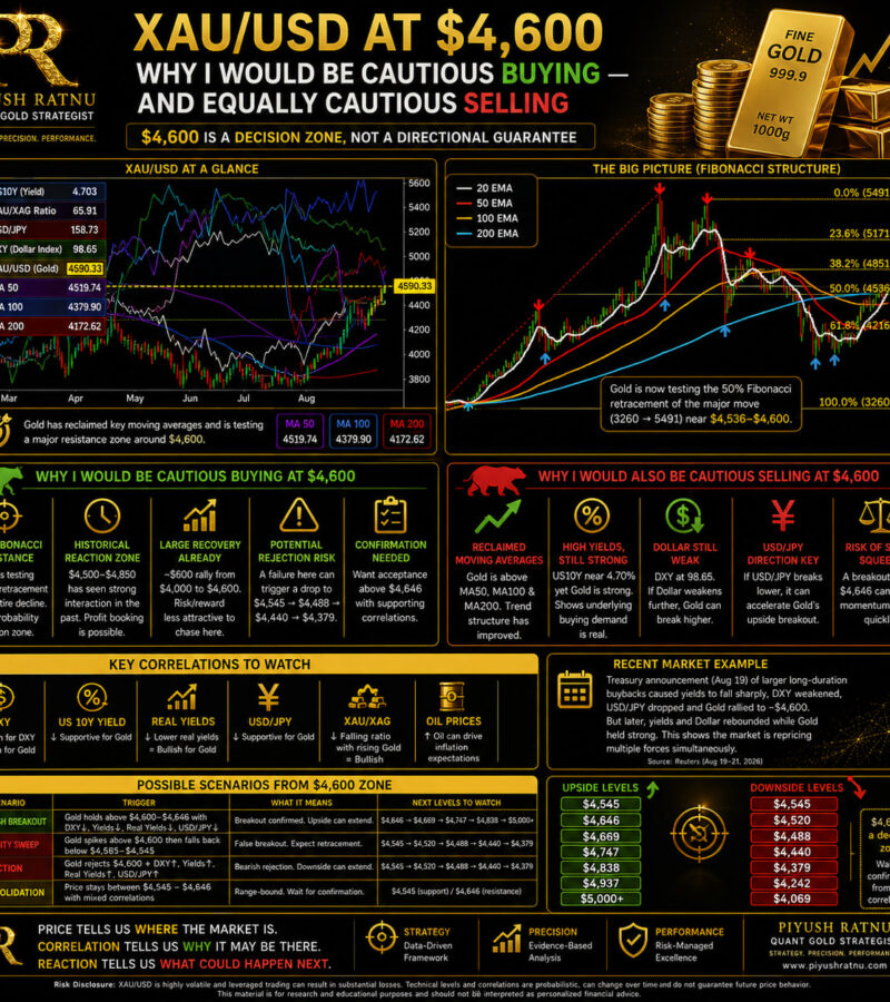 XAU/USD at $4,600: Why I Would Be Cautious Buying and Equally Cautious Selling