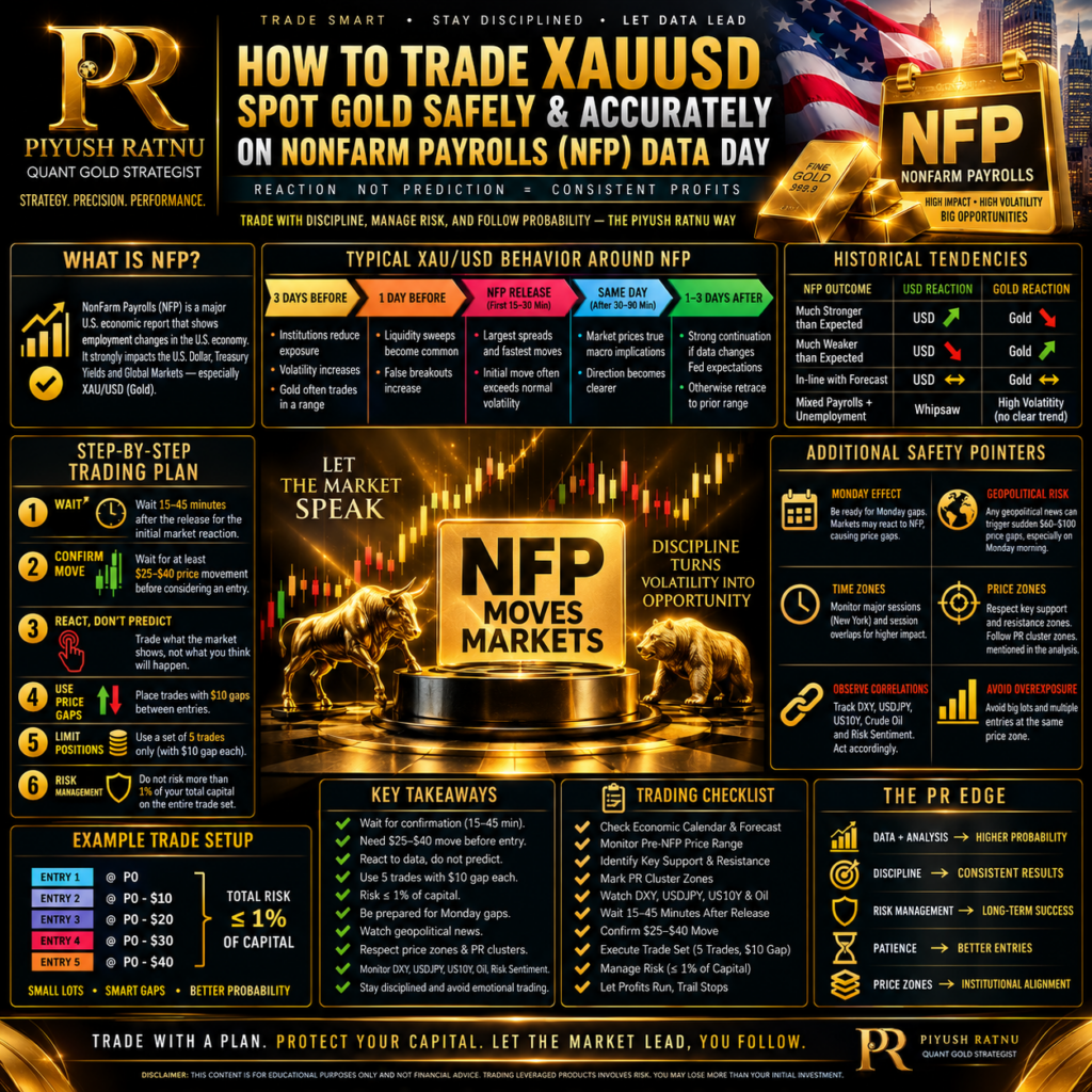 how to trade xauusd gold safely on nfp daya projection strategy by piyush ratnu