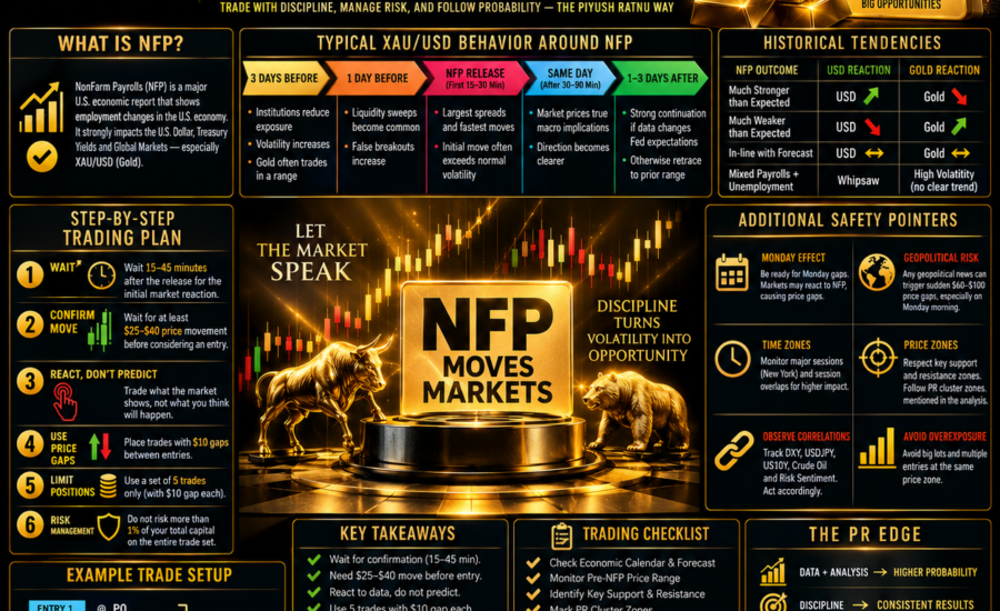 how to trade xauusd gold safely on nfp daya projection strategy by piyush ratnu
